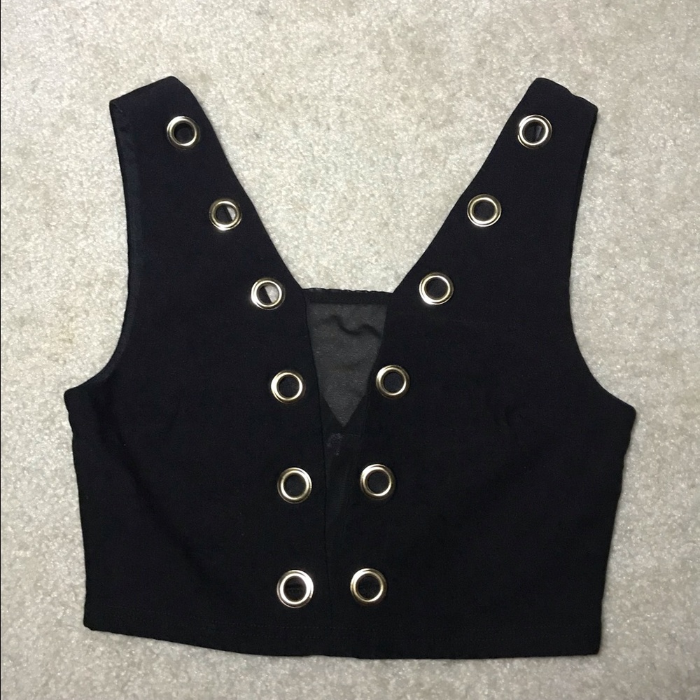 ✨ Black Chicabooti crop top with sheer paneling